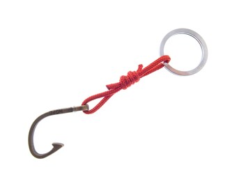 Custom Keychain for Boyfriend, Mans Accessories with Fishhook Charm Key Chain. Fisherman Design Couple Anniversary Gift Keyring