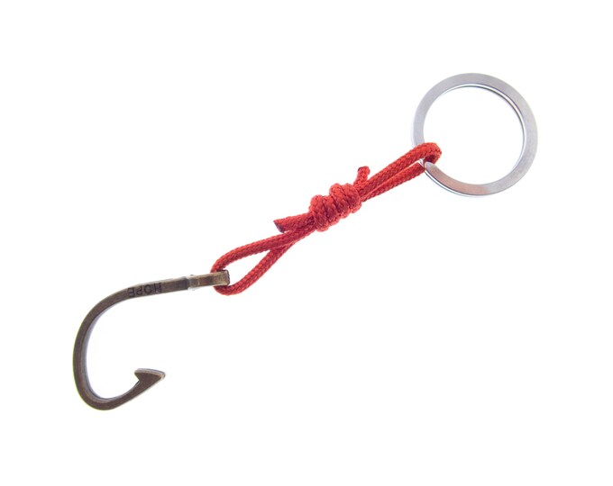 Custom Keychain for Boyfriend, Mans Accessories with Fishhook Charm Key Chain. Fisherman Design Couple Anniversary Gift Keyring