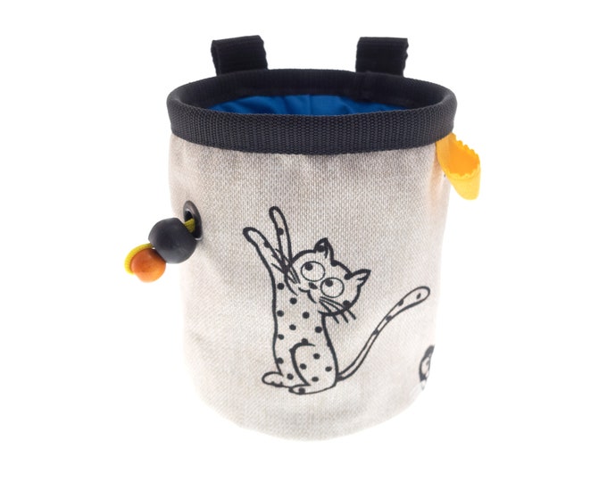 Rock Climbing for Kids Chalk Bag, Toddler Children Bouldering Bucket, Children's Chalk Pouch with Cats. S Size