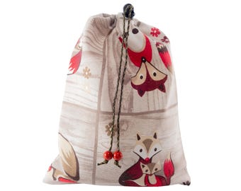 Canvas Gift Bag, Drawstring Yoga Gym Pouch, Plain School Accessory Purse, Small Day Cinch Bag. H30/W22 cm