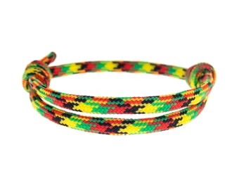Reggae Friendship Bracelet String with Adjustable Knot. Women's & Men's Jamaica Rope Bracelet. Jamaican Rasta Bracelet for Girl, Guy. 4mm