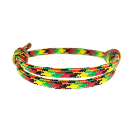 Cordoncino per braccialetto dell'amicizia reggae con nodo regolabile.  Bracciale in corda Giamaica da donna e da uomo. Bracciale Rasta giamaicano  per ragazza, ragazzo. 4 mm -  Italia