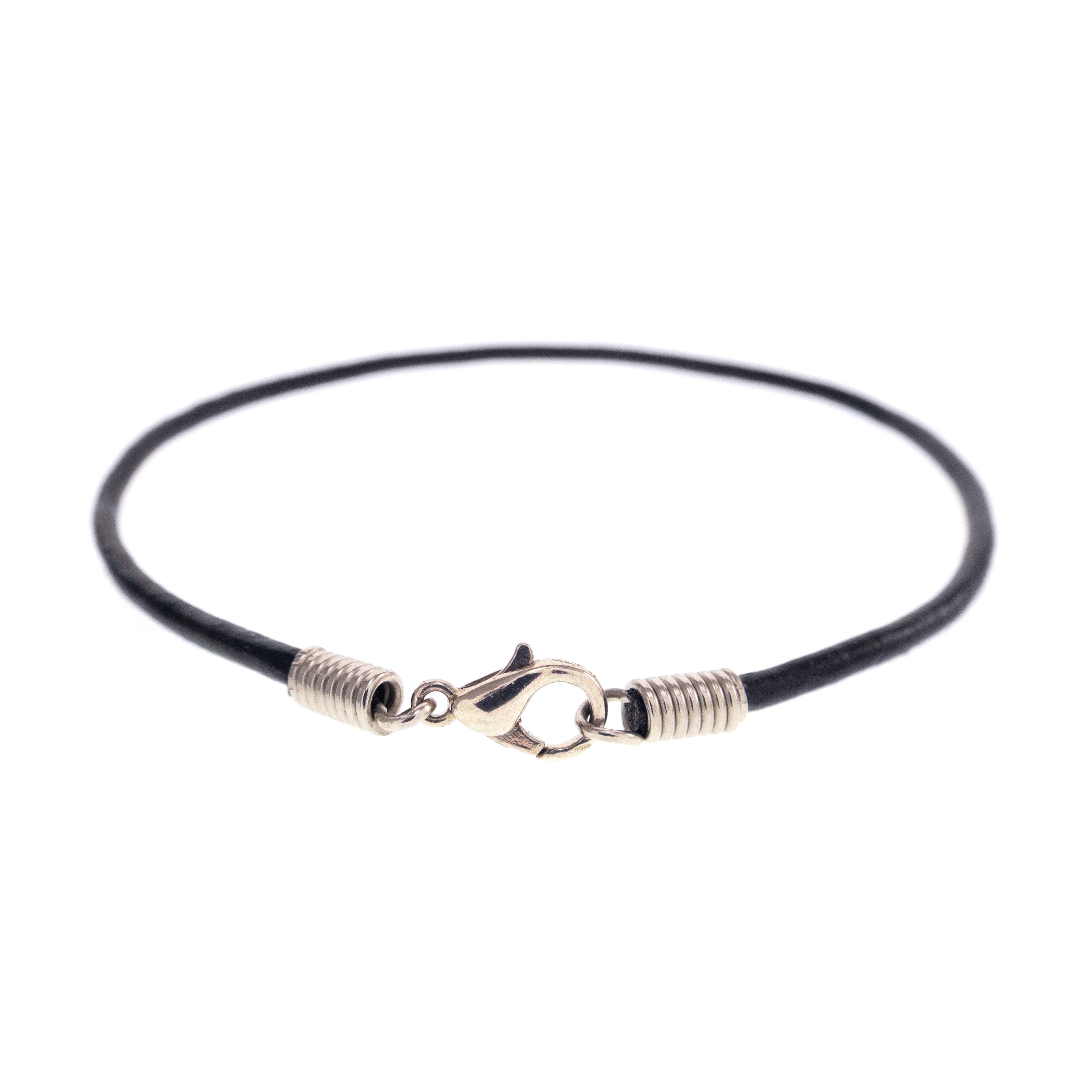 Black Leather Rope Bracelet. Wrap Around Cord Bracelet. Men's or Women's  String Bracelet with Closure. Leather Wrap Friendship Bracelet 2mm