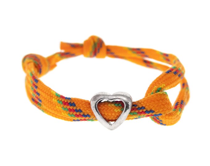 4 String Friendship Bracelet. Four Strand Adjustable Bracelet. Nautical Rope with Heart Charm. Cord String Heart Bracelet for Couples. 4 mm
