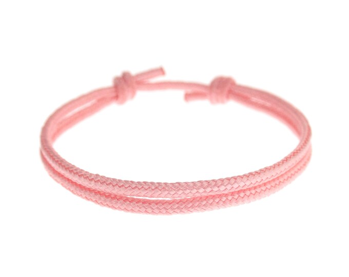 Coral Pink Bracelet. Pink Friendship Band. Pale Pink Cord Bracelet. Wrap Yoga String. Kabbalah Rope Color Thread. Unisex. Adjustable. 2 mm