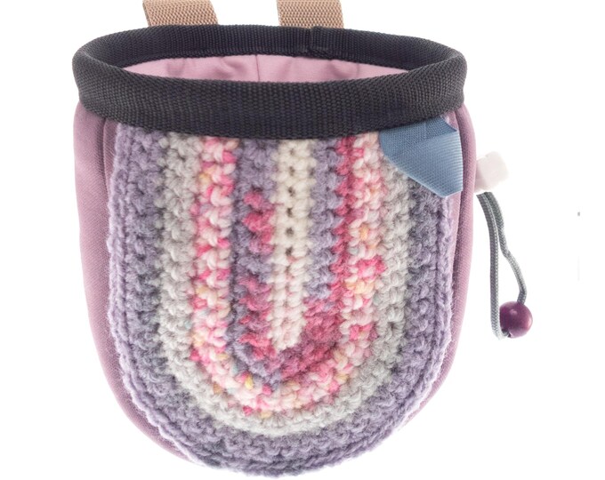 Rock Climbing Small Chalk Bag for Kids. Handmade Pink Chalk Pouch for Trad Climb and Bouldering, Sport Gear for Children of Neoprene. S Size