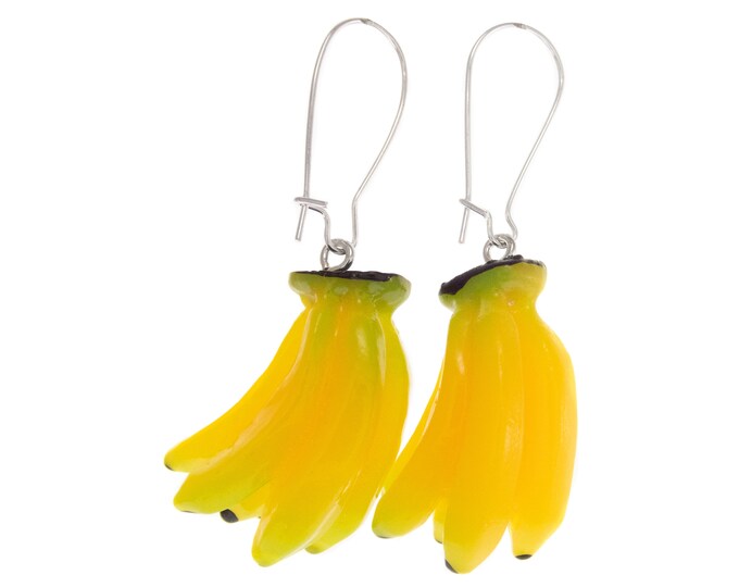 Unusual Vegan Gifts. Big Banana Earrings Dangle. Vegan Friendly Gift Ideas. Long Fruit Earrings Funky and Cute. Cool Yoga Gift for Her, Mom