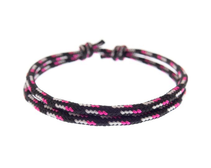 Paracord Bracelet without Buckle, Adjustable Knots No Buckle Single Strand Jewelry, Survival Thin Rope Bracelet. 2 mm