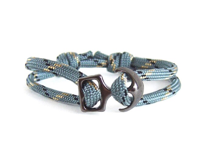 Anchor Bracelet for Men. Anchor Bracelet Clasp. Men's Bracelet with Anchor. Grey Rope String Mens Womens. 4 mm