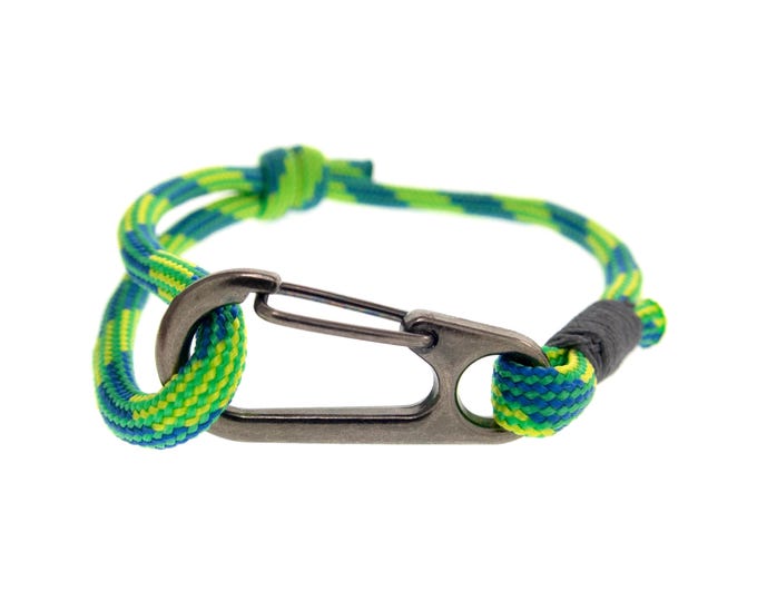 Simple Couple Bracelets Mens Womens. Adjustable Rope Bracelet Surfer Gift. Cute Matching Jewelry for Couples. from Small to Large Green Cuff