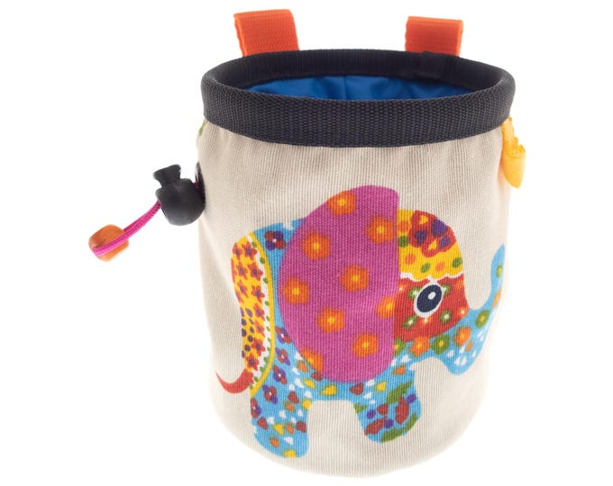 Animal Chalk Bag, Rock Climbing Chalk Pouch with Elephant, Cute Awesome White Powder Bag for Kids. S Size