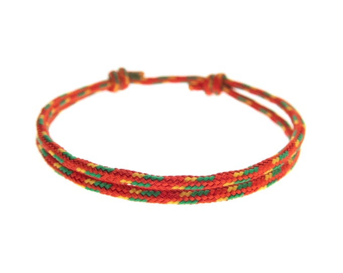 Mens Sailing Rope Bracelet. Handmade Nautical String Bracelet Jewelry with Adjustable Knot. Red. Survival Style. Womens Cord Bracelet. 2 mm