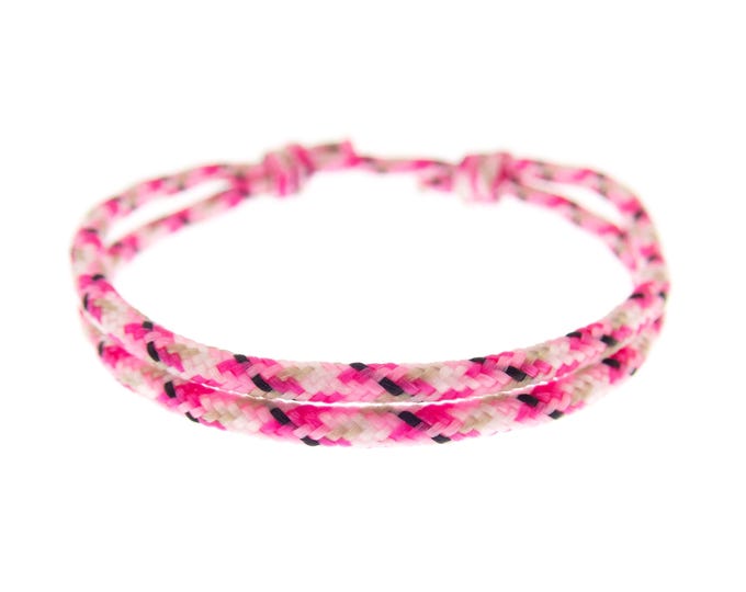 Protection Cord Bracelet Adjustable Knot. Pink String Bracelet Mens Womens. Pale Pink Pretty Bracelet Handmade Rope Jewelry for Adults. 2 mm