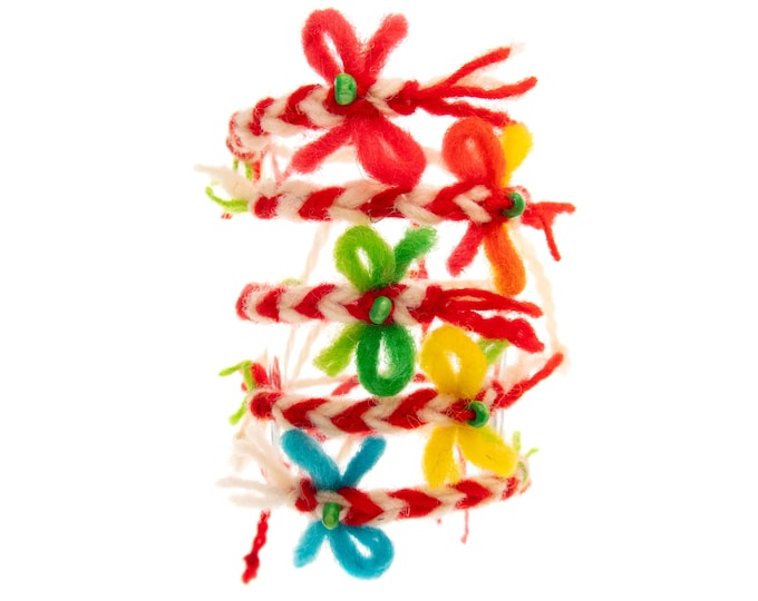 Set of 10 Martenitsa Bracelets Online Marteniza. Handmade Martenichki. Unique Wool Red White Spring Bracelets. Bulgarian / Romanian Martisor