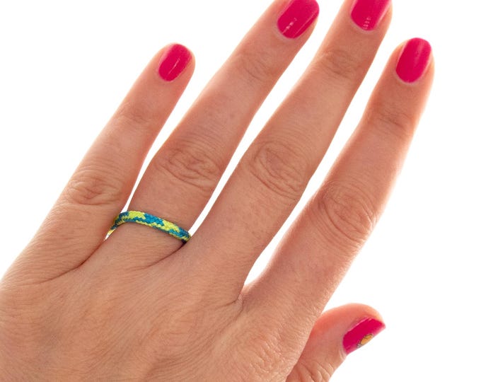 Womens Mountain Ring, Adventure Mountain Ring. Blue Rope Ring for Climbers Best Friends, Bouldering Engagement Ring for Women. Mens Jewelry