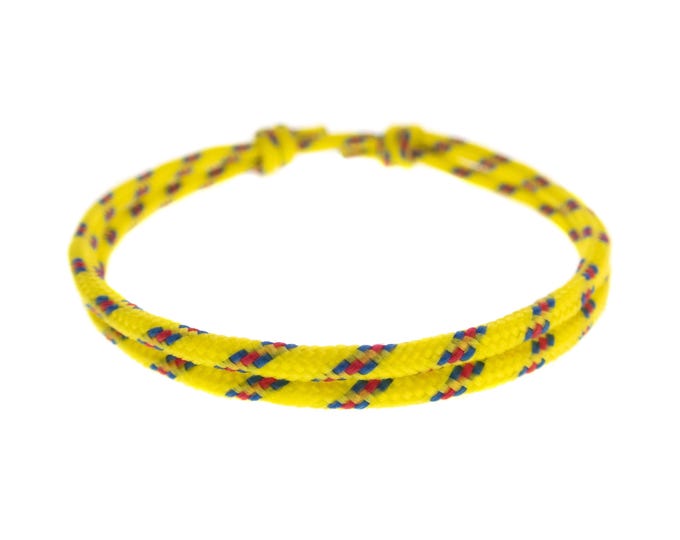 Simple Sliding Knot Bracelet. Very Simple Adjustable Bracelet. Easy Slip Knot Cord Jewelry. Yellow String Friendship Bracelets Unisex. 2 mm
