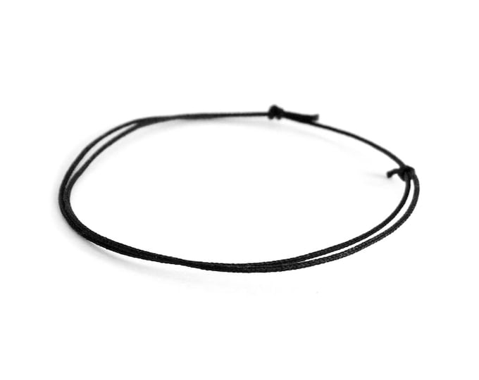 Black Rope Bracelet For Men. Black Rope Bracelet For Women and Girls. Black Cord Mens Bracelet of Nautical (Parachute) Knotted Cord. 0.8 mm