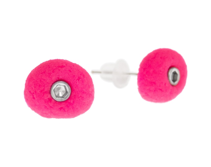 Rock Climbing Earrings Studs Neon Pink Sandy. Speed Climbing Hold Jewelry. Wall Boulder Climbing Gift for Adults. Traditional Climb Earrings