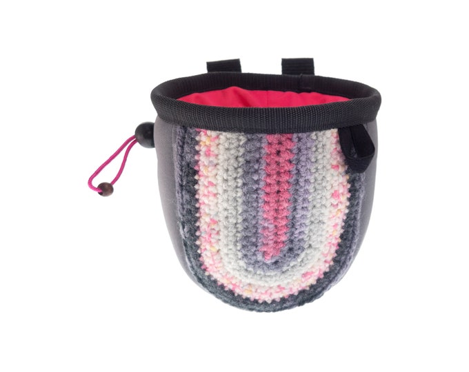 Climbing Chalk Pouch for Rock Climbing Attach Harness. Cute Crochet Chalk Bag with Drawstring. Outdoor Bouldering, Expensive, Nerdy. M Size