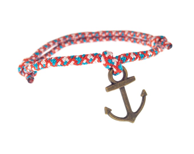 Nautical Rope Bracelet Women Men, Friendship Sailing Braided Bracelet with Anchor Clasp, Marine Paracord Cord Jewelry. 2 mm