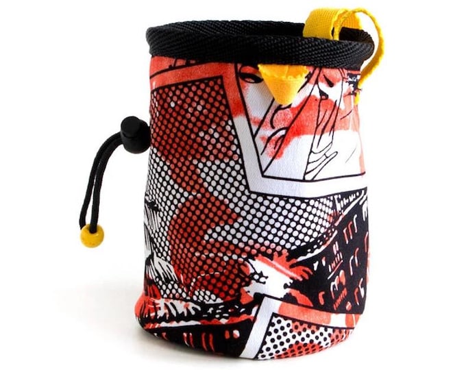 Chalk Bag With Pop Art for Rock Climbing. Trad Climbing Equipment With Comics M size
