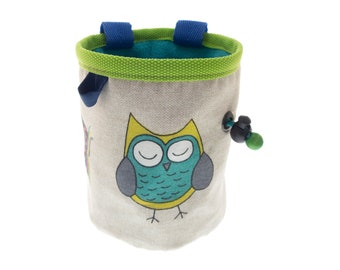 Canvas Chalk Bag Attach Harness, Bouldering or Rock Climbing Tote for Climb Gym for Girls, Ladies. M Size