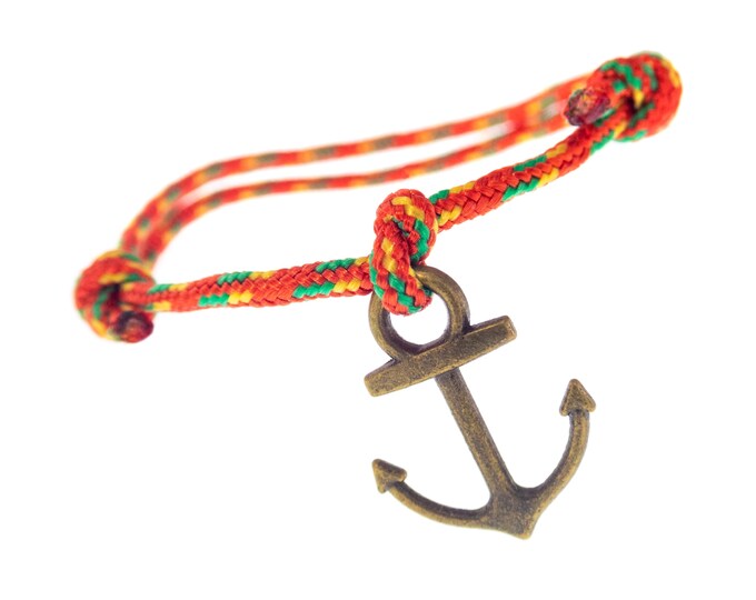 Anchor Bracelet Men Women, Red String Ship Anchor Charm, Mens Nautical Adjustable Bracelet. 2 mm