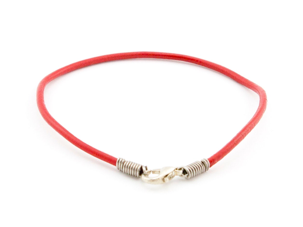 Mens Leather Rope Bracelet. Men's Leather Bracelet Thin Red Cord. Mens