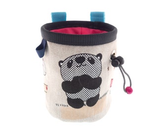 Small Kids Chalk Bag, Cool Panda Rock Climbing Chalk Bag, Best Funny Animals Bouldering Bucket Children's. S Size