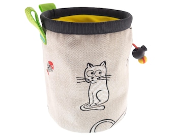 Magnesium Bag Climbing, Rock Climbing Chalk Bag for Bouldering Gym, Handmade Climb Gear, Chalk Pouch with Cats, Outdoor, Sport Climb. M Size