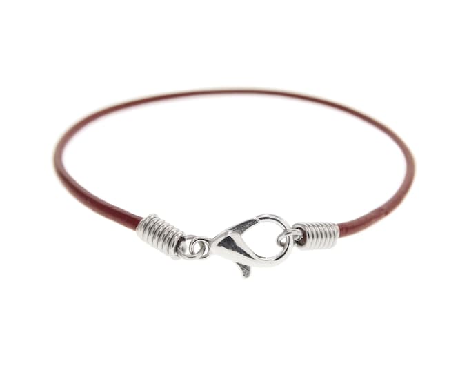 Minimal Bracelet Mens. Red Leather Bracelet for Men, Women. Minimalist Cuff of Genuine Leather Rope Dark Red Wrap Jewelry with Clasp, Surfer