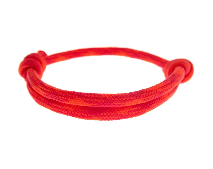 Slip Knot Friendship Bracelet. Sliding Knot String Jewelry. Adjustable Universal Bracelet with Knots. Adults Orange Rope Cord Bracelet. 4mm