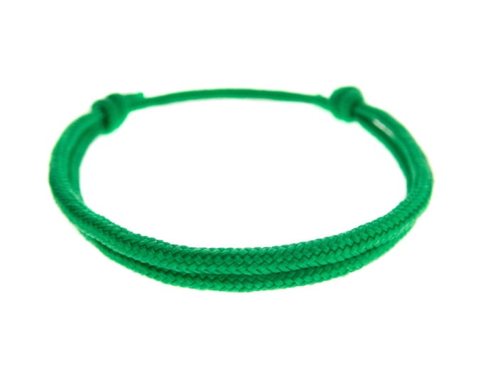 String of Love Bracelet. Green / Red Friendship Bracelet with Adjustable Knot. Rope with Sliding Knot Simple Cord Bracelet Mens, Womens. 2mm