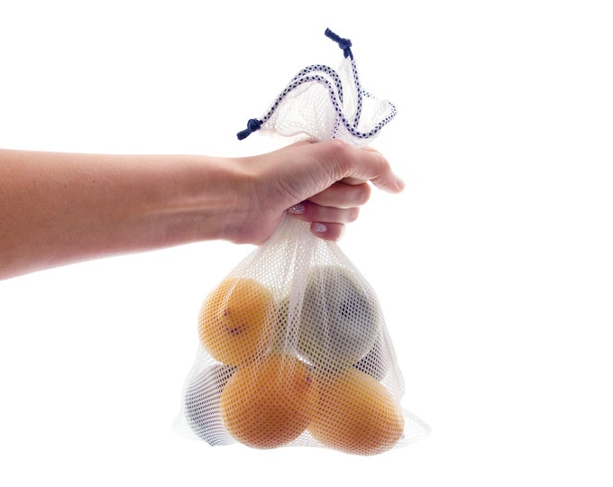 Produce Bag Mesh, Reusable Net Zero Waste Eco Friendly Veggie Vegetable Fruit Drawstring Bag