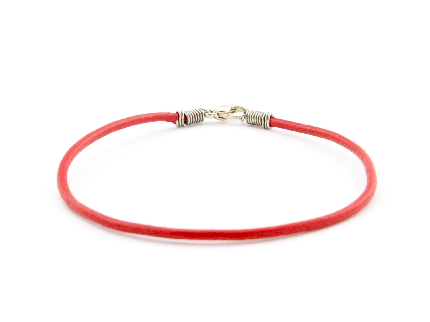 Mens Leather Rope Bracelet. Men's Leather Bracelet Thin Red Cord. Mens
