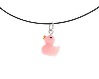 Cute Fun Jewelry for Girlfriend. Rubber Duck Necklace for Her. Unique Pretty Fun Gift Ideas Trendy Pink Ducky. Funny Mom Gift Ducks Pendant