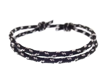 Sliding Knot Bracelet, Paracord Cord Double Sliding Knot Clasp Jewelry, Mens Friendship Simple Rope String Bracelet. Unisex. 2 mm