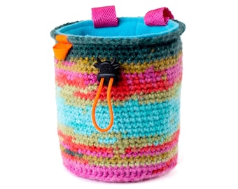 Bolsa para escalada en roca. Bolsa de magnesio de ganchillo. Regalos para escaladores. Bolsa para búlder. Talla M.