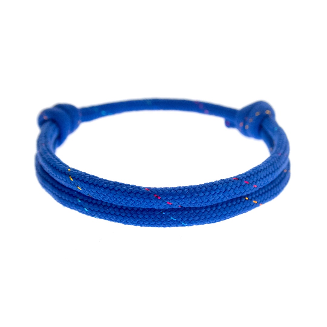 Mens Sailing Rope Bracelet Blue. Double Paracord Rope Bracelet for Guys