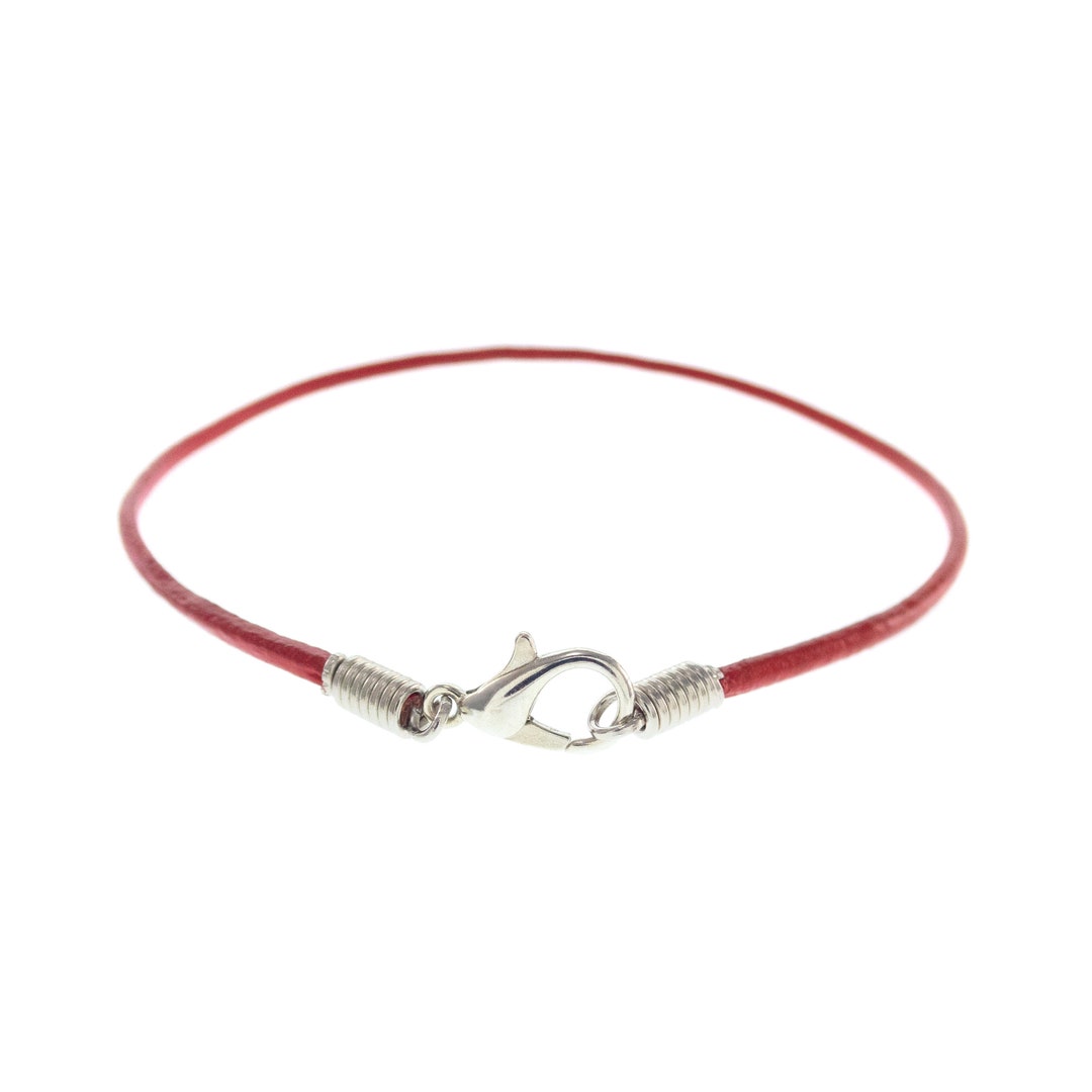 Mens Leather Rope Bracelet. Men's Leather Bracelet Thin Red Cord. Mens