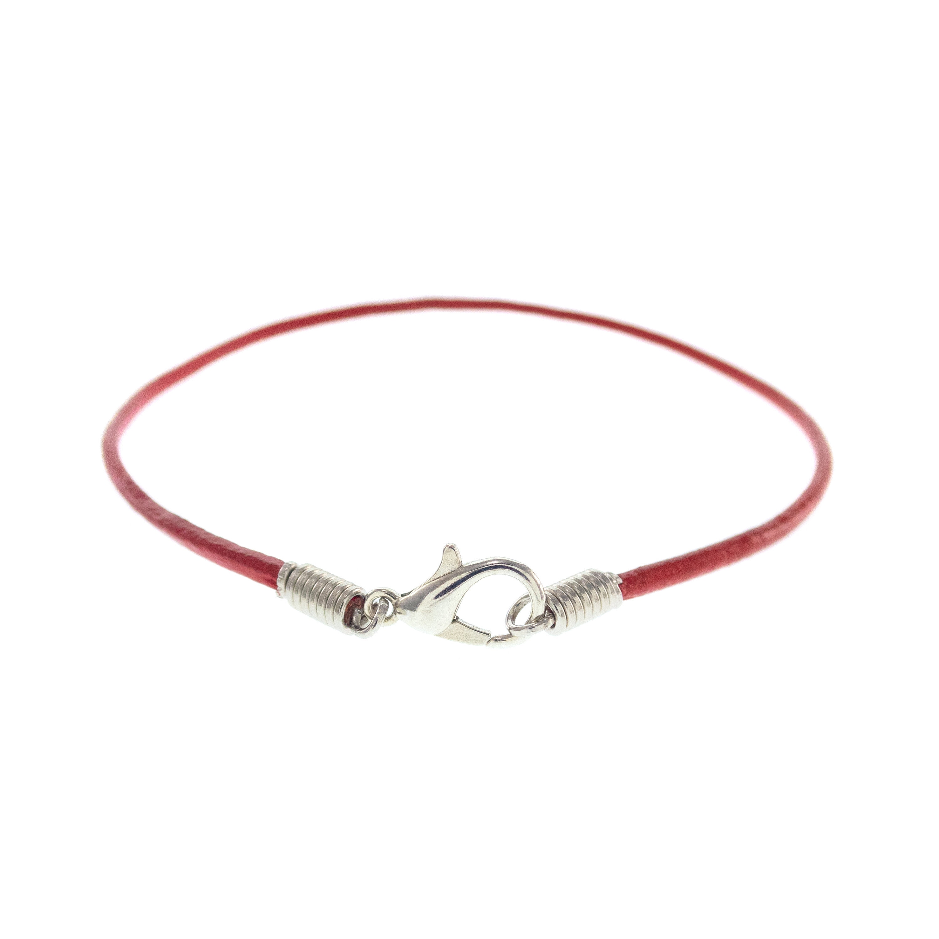 Mens Leather Rope Bracelet. Men's Leather Bracelet Thin Red Cord