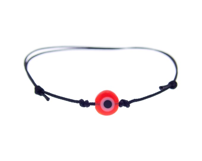 Evil Eye Bracelet Men, Evil Eye Bead Bracelet, Evil Eye Bracelet Black Thread. Handmade and Adjustable with Charm, Reiki Red String. 0.8 mm
