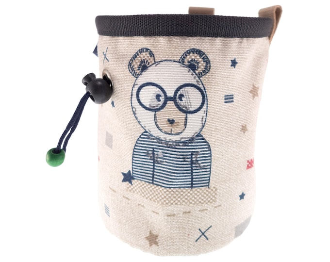 Funny Chalk Bag, Rock Climbing Chalkbag, Unique Gym Gift For Climbers, Bouldering Big Pouch, Large Bucket with Bear, L Size