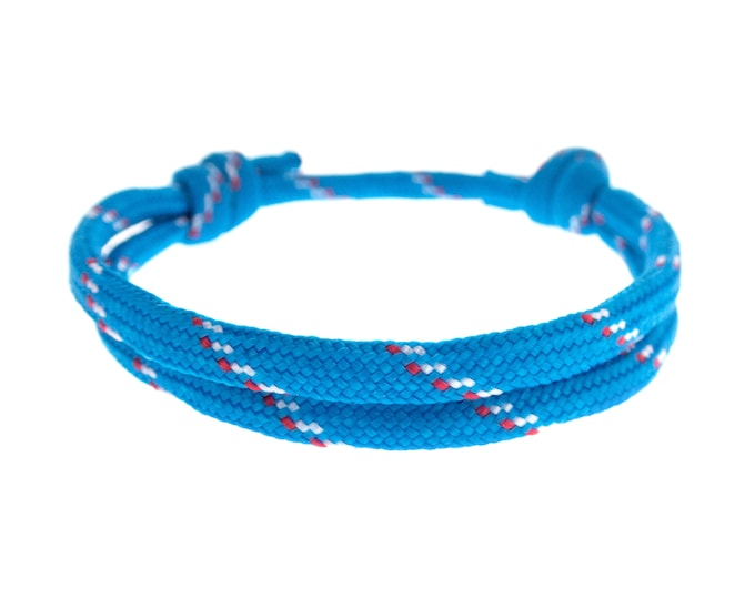 Men's or Ladies Rope Bracelet. Double String Bracelet with Adjustable Knot. Women's & Men's Cord Bracelet. Nautical Blue Paracord Rope. 4mm