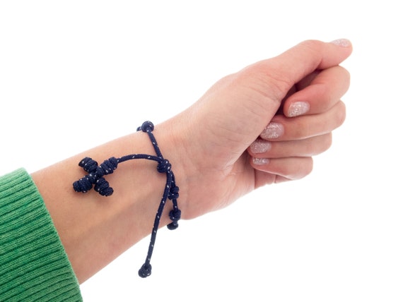 Knotted Cross Bracelet, String Jewelry, Prayer Bracelet, Rosary