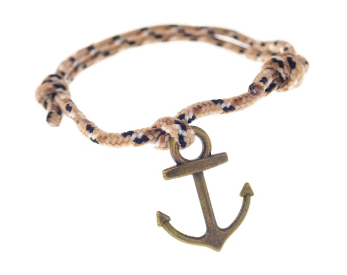 Mens Bracelet Rope, Nautical Braided Thin Rope Anchor Jewelry for Guys. Climbing Designer Cuff. 2 mm