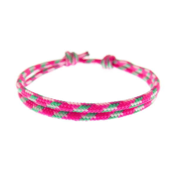 Pink Bracelet String, Mens Wrap Rope Yoga Cuff, Friendship Hot Pink Paracord Wristband. Unisex. 2mm