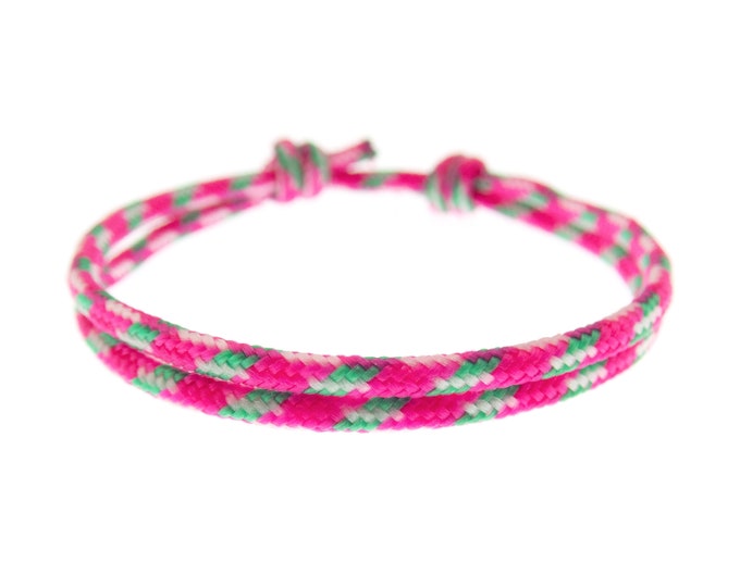 Pink Bracelet String, Mens Wrap Rope Yoga Cuff, Friendship Hot Pink Paracord Wristband. Unisex. 2mm