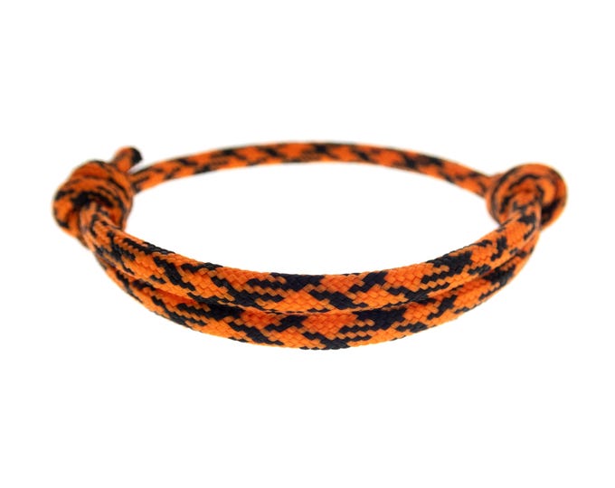 Cool Friendship Bracelet for Guys. Cute Adjustable Knot Rope Bracelet Jewelry. Orange and Black String Cord Colors Men Bracelet. 4 mm