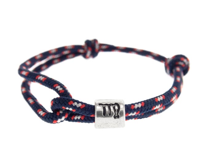 Virgo Sign Bracelet Adjustable Zodiac Jewelry. Rope Bracelet with Virgo Symbol Charm for Her, Him, Ladies, Men. Sign Ankle Bracelet. 3 mm